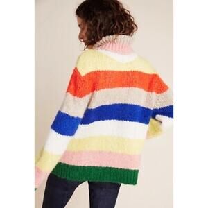 Anthropologie Gloria Colorblock Rainbow Turtleneck Sweater / Small